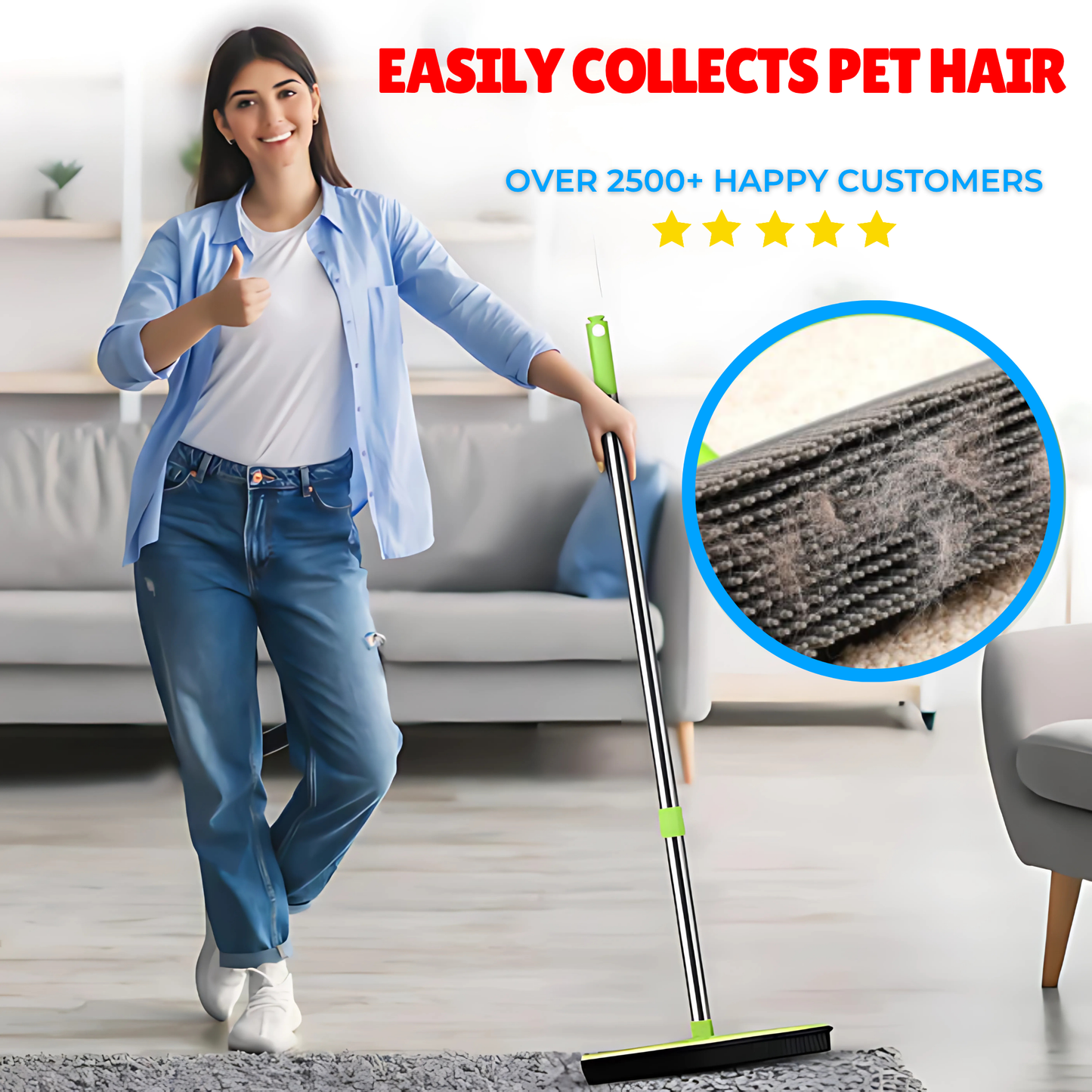 CleanGo™ Pet Hair Rubber Broom