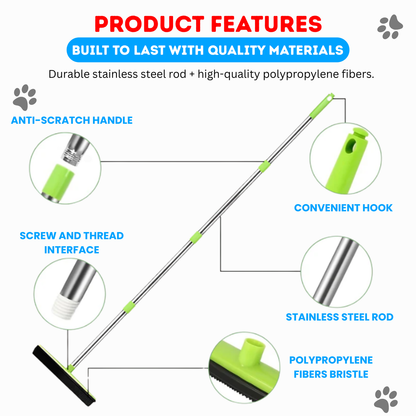 CleanGo™ Pet Hair Rubber Broom